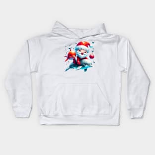 Baby Santa with Dolphin i Kids Hoodie